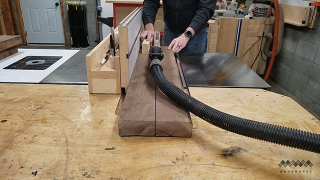 sawing walnut into strips