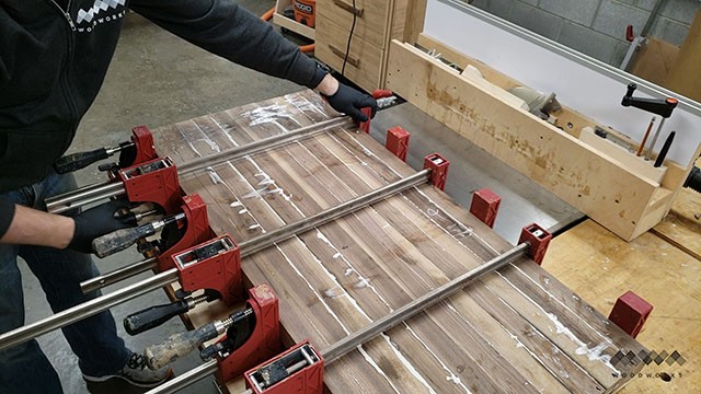 clamping butcher block strips