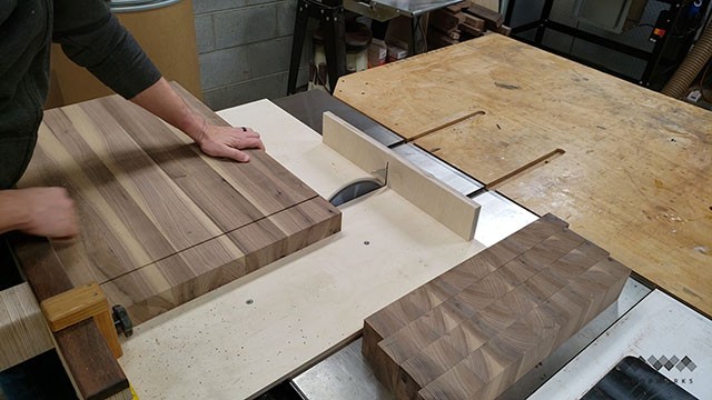 cutting end grain strips