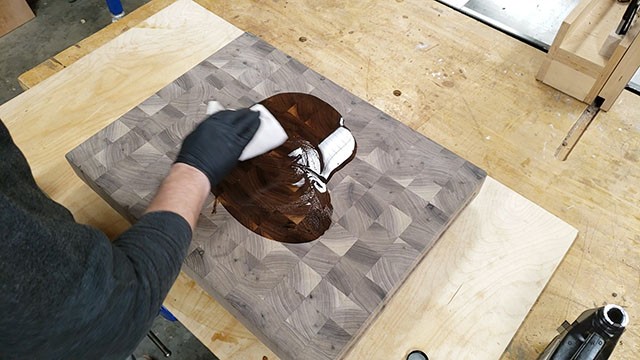 oiling the butcher block