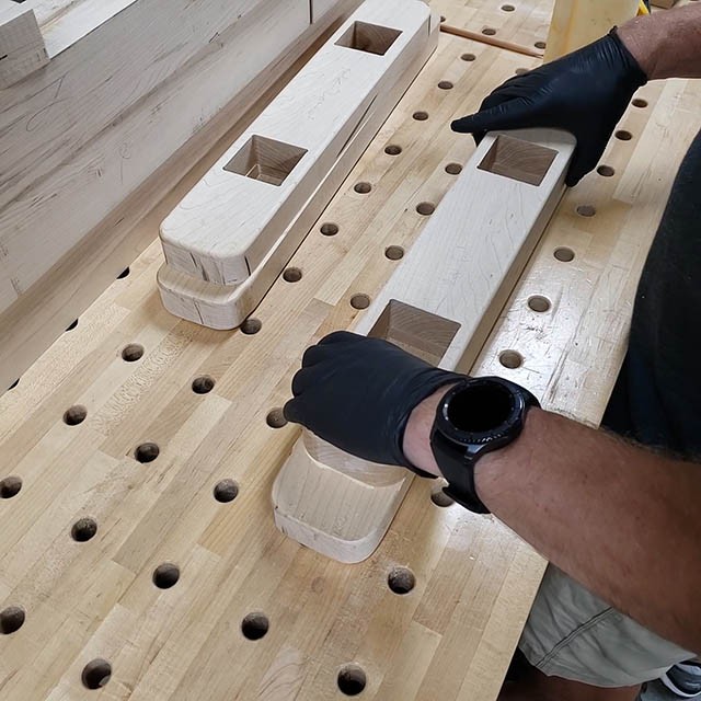 forming the feet of the lathe stand