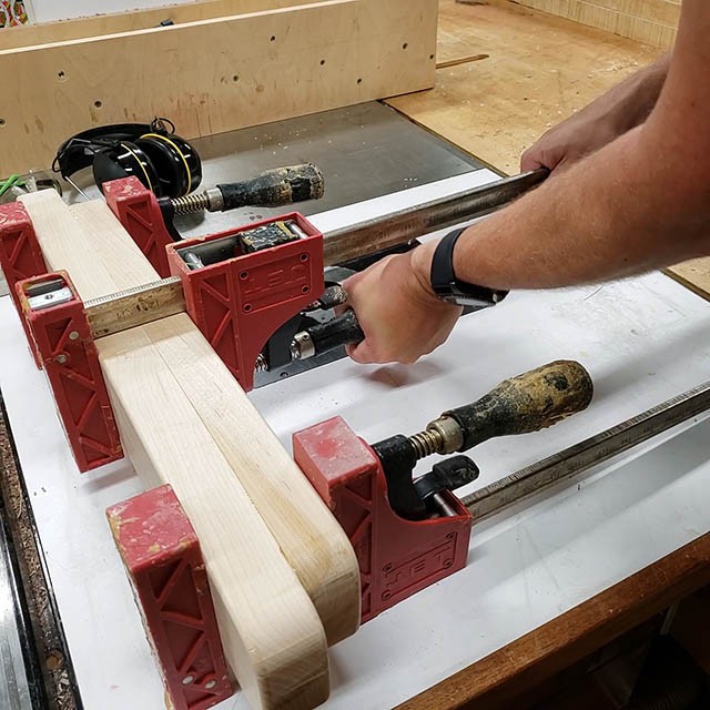 forming the feet of the lathe stand