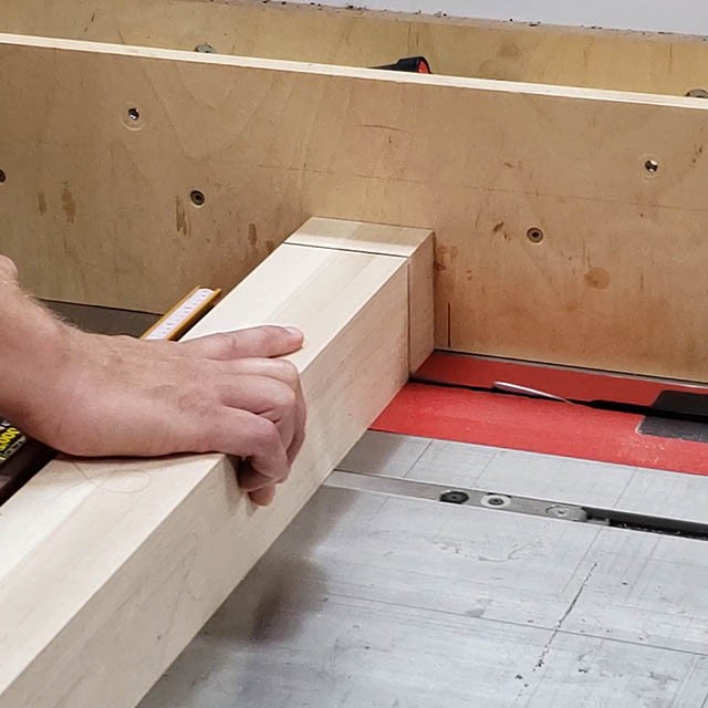 cutting joinery in the legs of the lathe stand