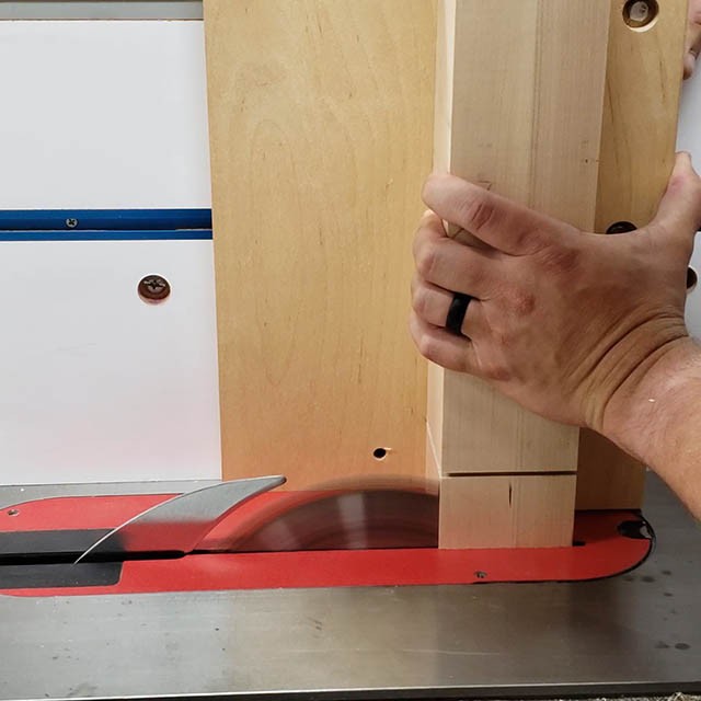 cutting joinery in the legs of the lathe stand