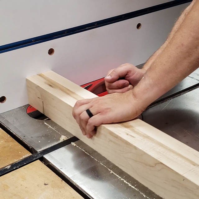 cutting joinery in the legs of the lathe stand