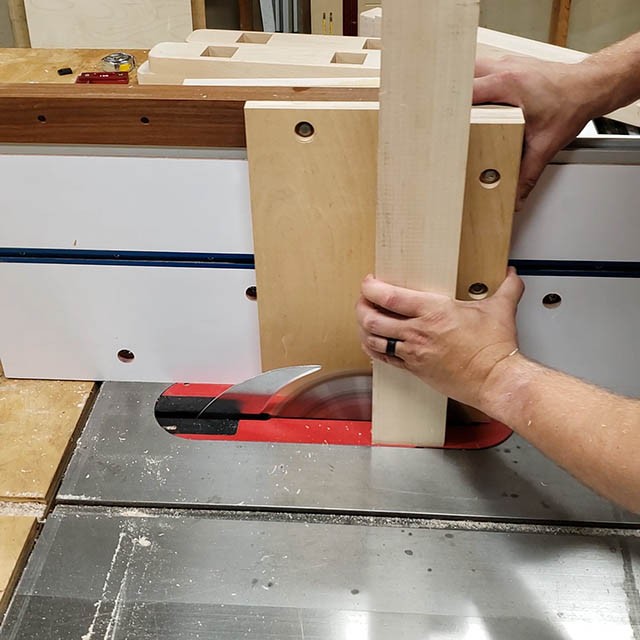 cutting joinery in the legs of the lathe stand