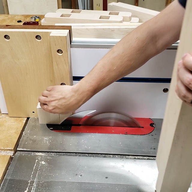 cutting joinery in the legs of the lathe stand