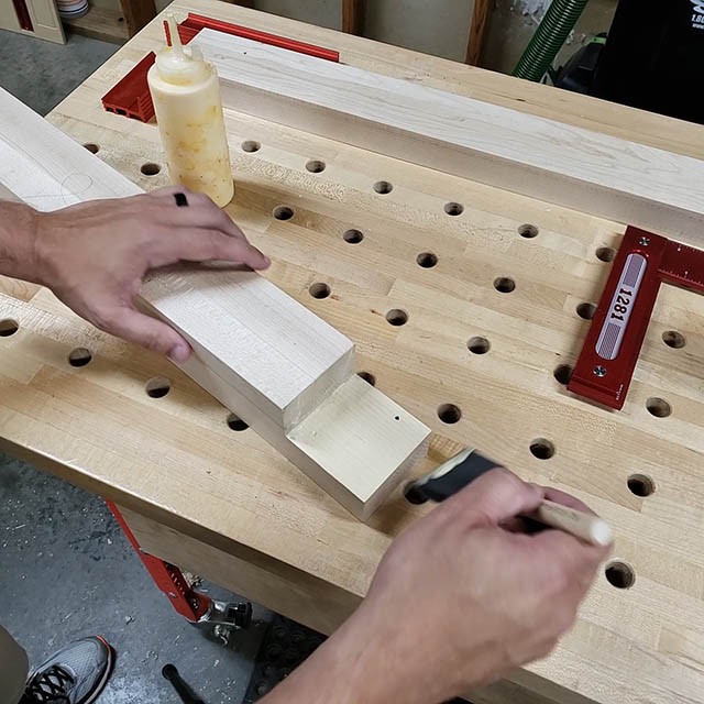 assembling the base of the lathe stand