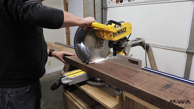 cutting rough lumber