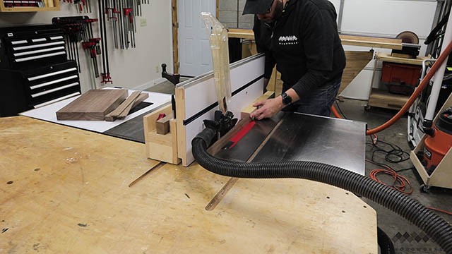 cutting strips at table saw