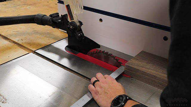 cutting strips at table saw